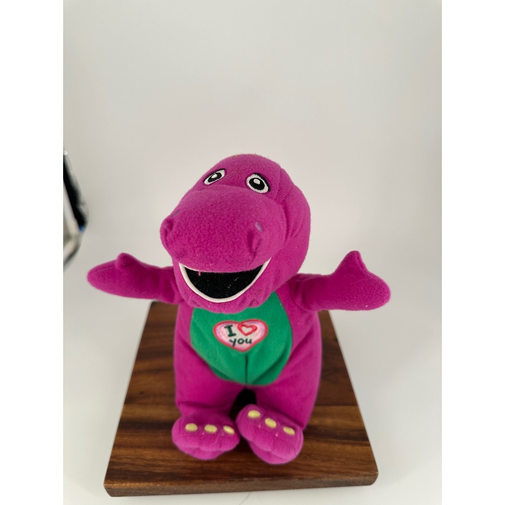 Barney the Dinosaur Plush I Love You Heart Stuffed Animal Purple 2013 Lyons 9in